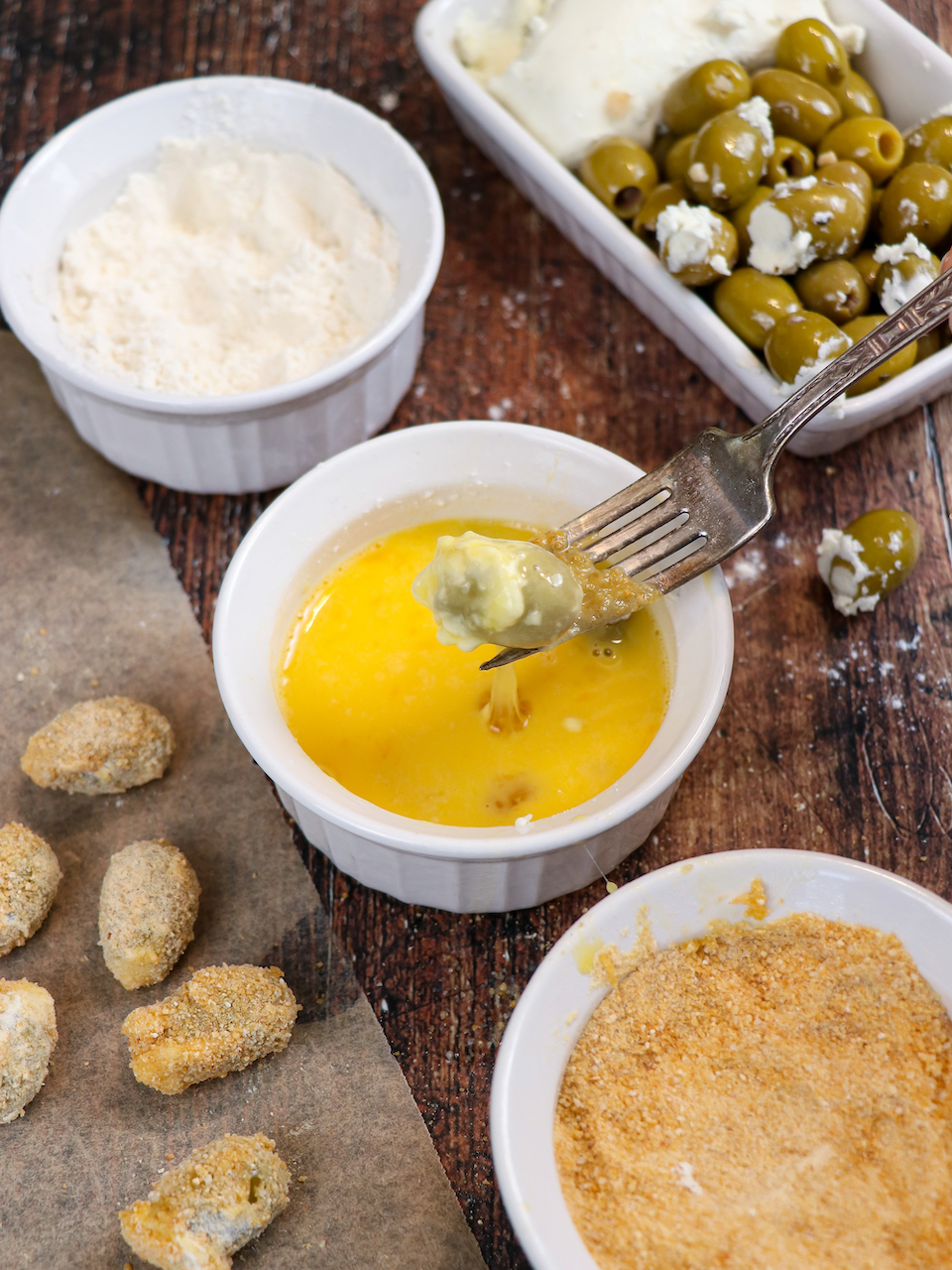 Crispy Goat Cheese Stuffed Fried Olives
